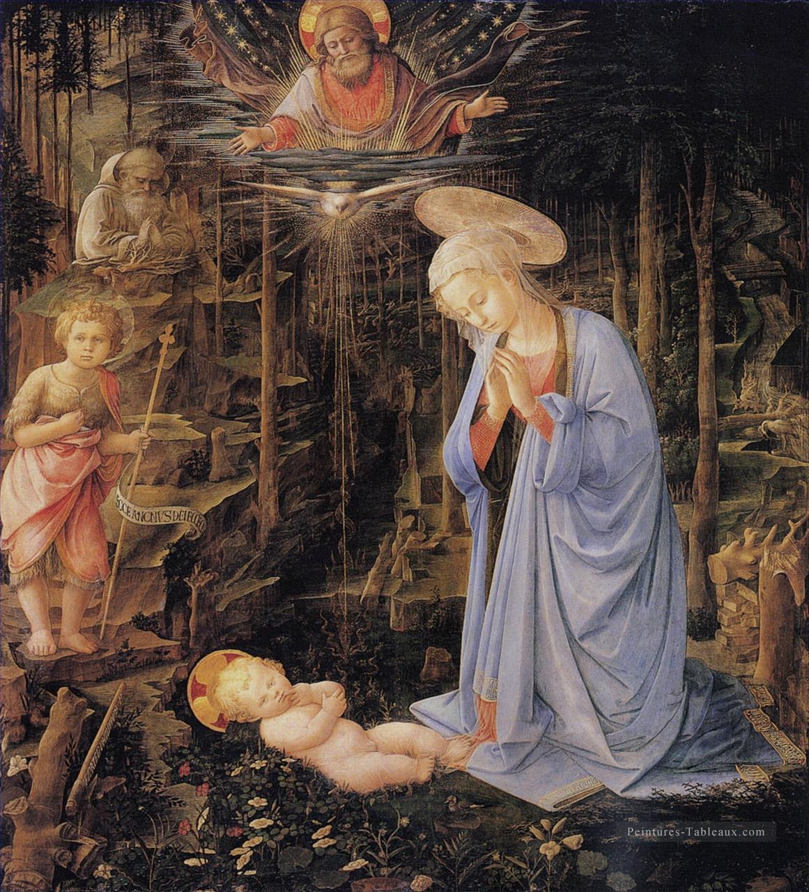 L’adoration avec l’enfant baptiste et saint Bernard Christianisme Filippino Lippi Peintures à l'huile